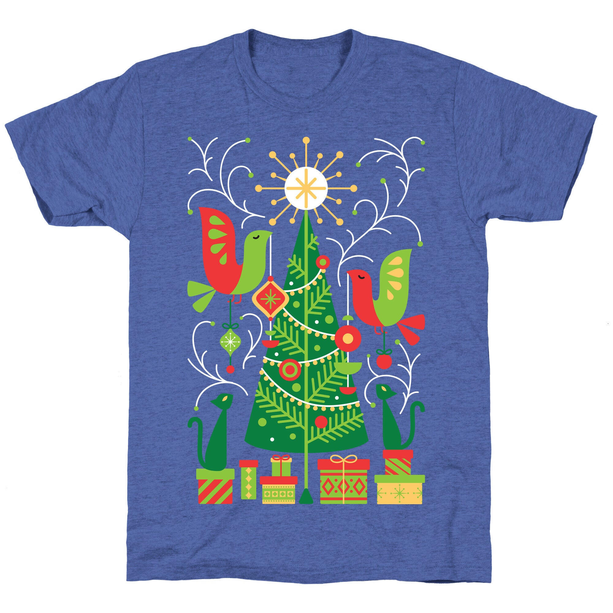 Vintage Christmas Tree Decorating Unisex Triblend Tee